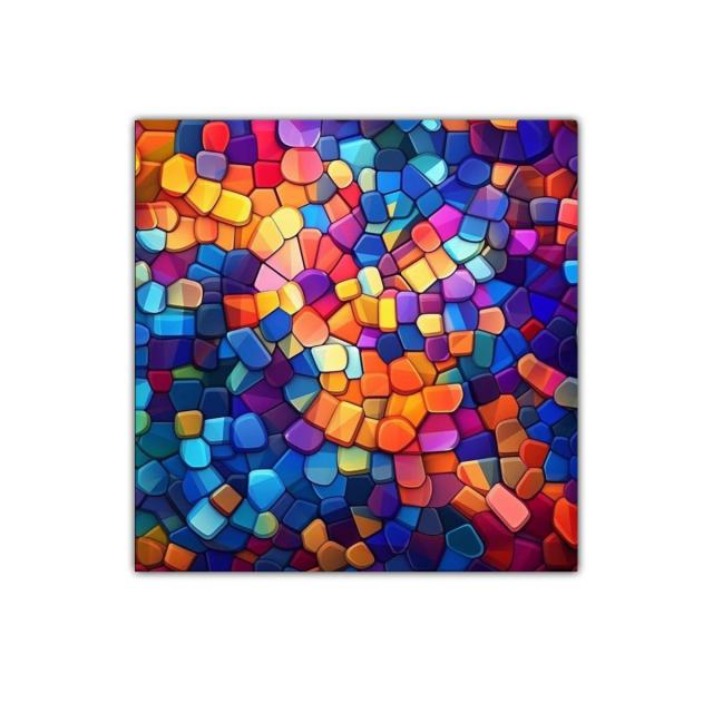 Cuadro abstracto con mosaico vibrante multicolor