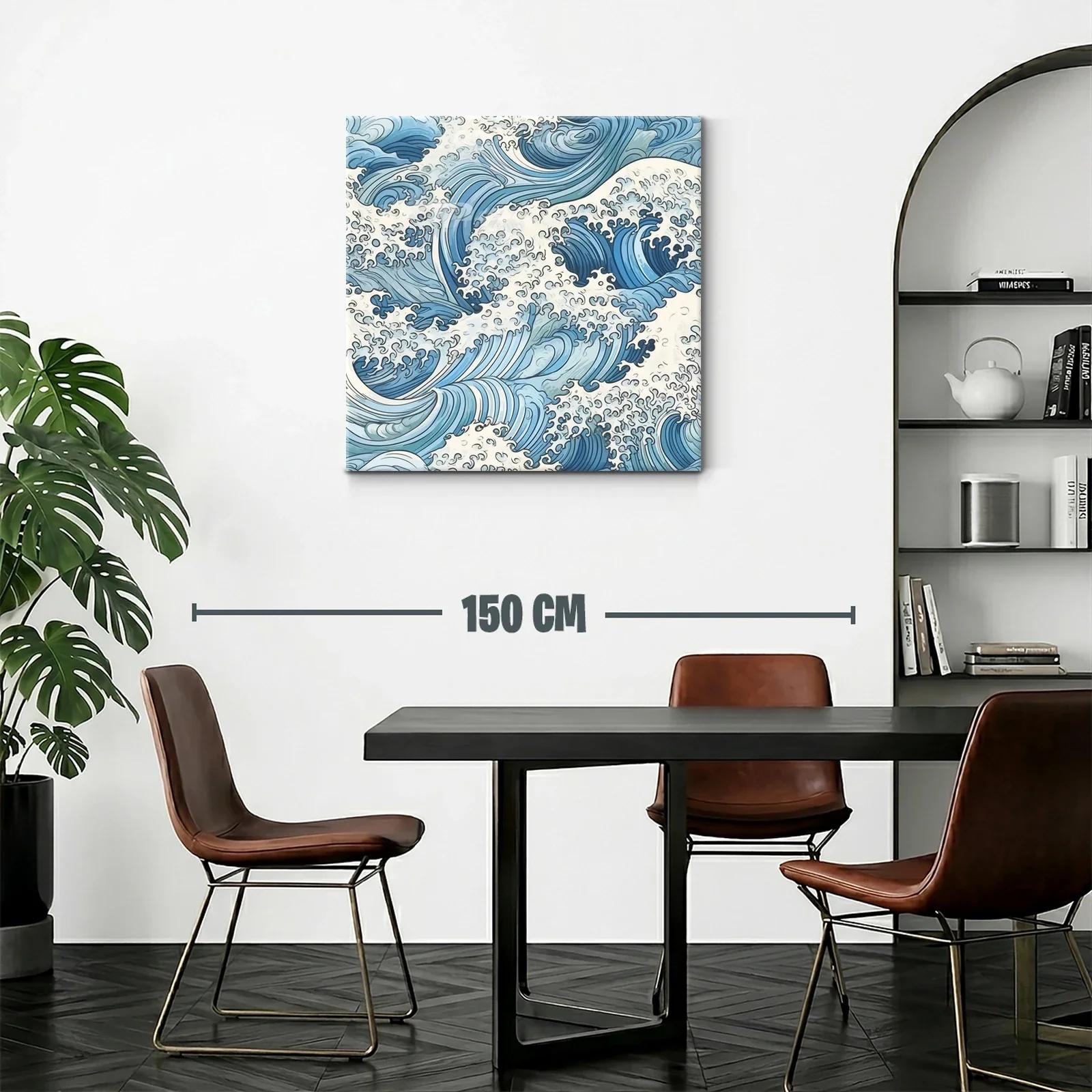 Mar en movimiento con olas estilizadas en azul y blanco — miniatura 2