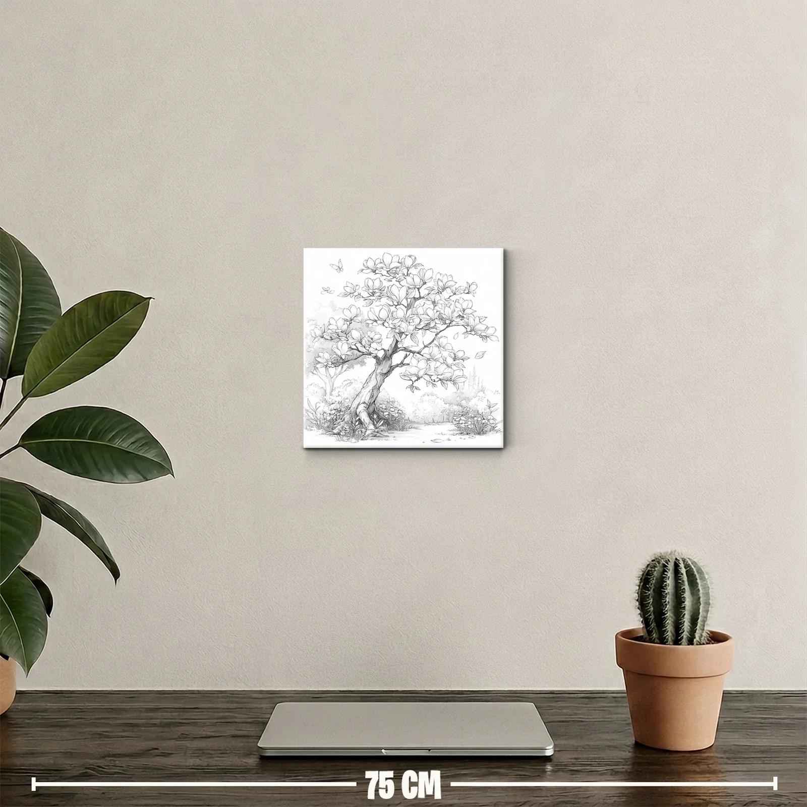 Árbol de magnolia en dibujo delicado y natural — miniatura 2