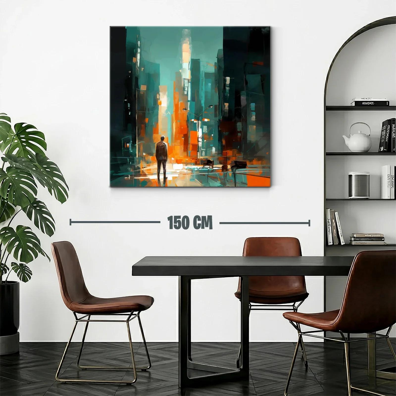 Figura entre luces en ciudad abstracta vibrante — miniatura 2