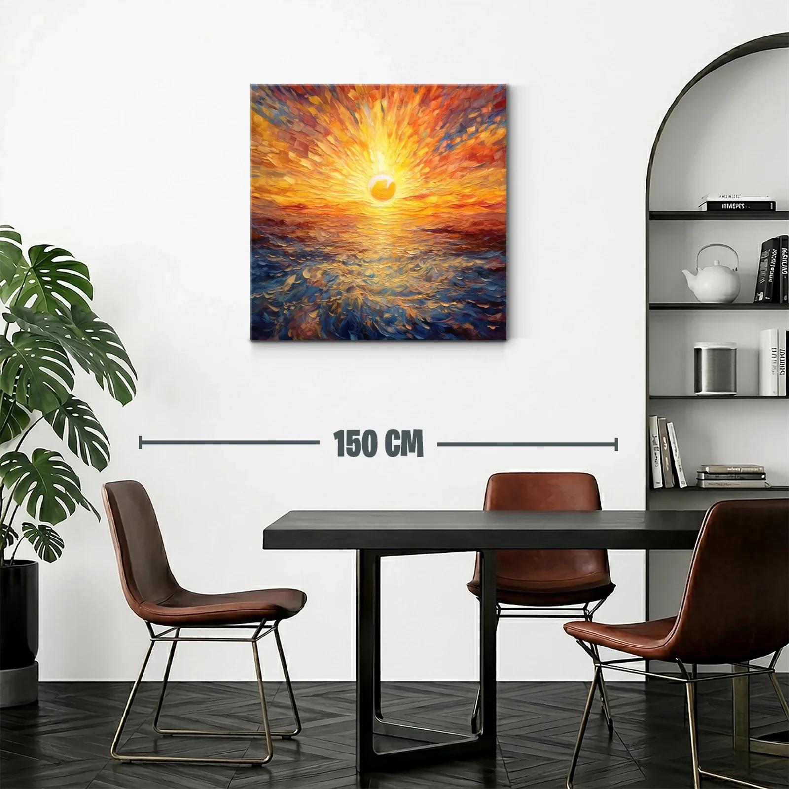 Cuadro vibrante de amanecer sobre el mar en tonos cálidos — miniatura 2