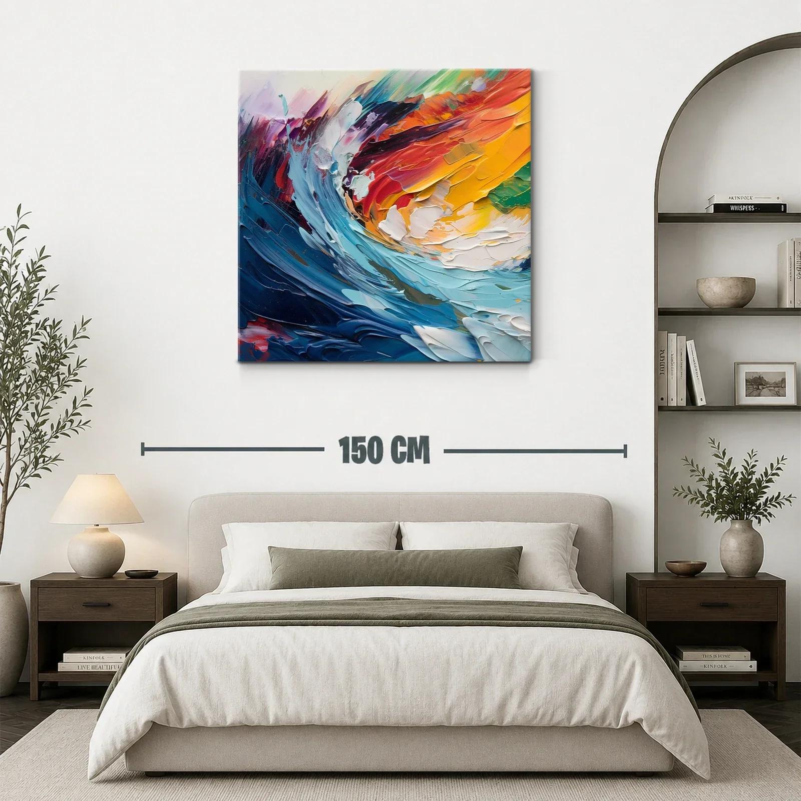 Cuadro abstracto en vibrantes tonos cálidos y fríos — miniatura 3