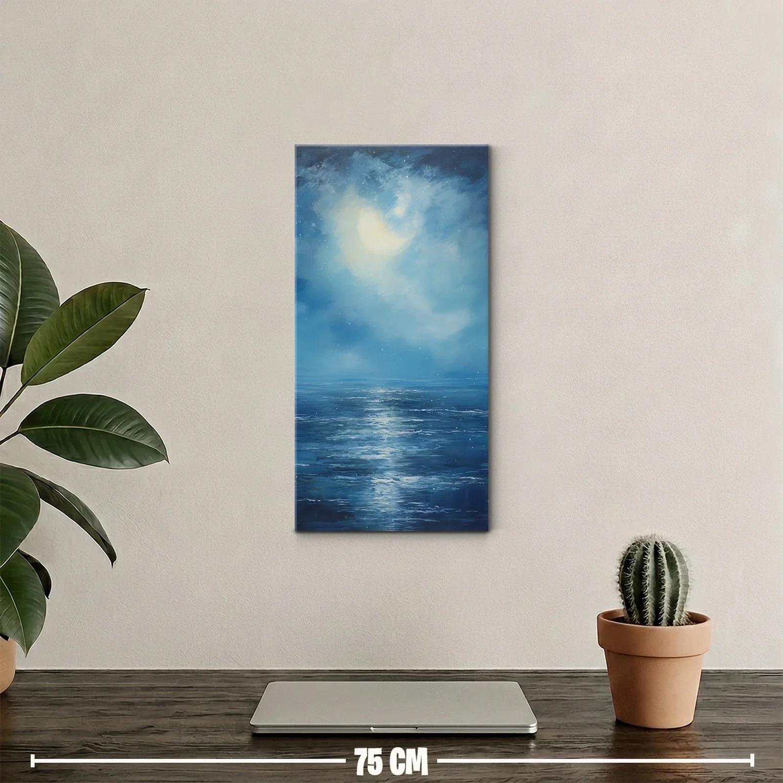 Cuadro luna difusa sobre el mar — miniatura 2