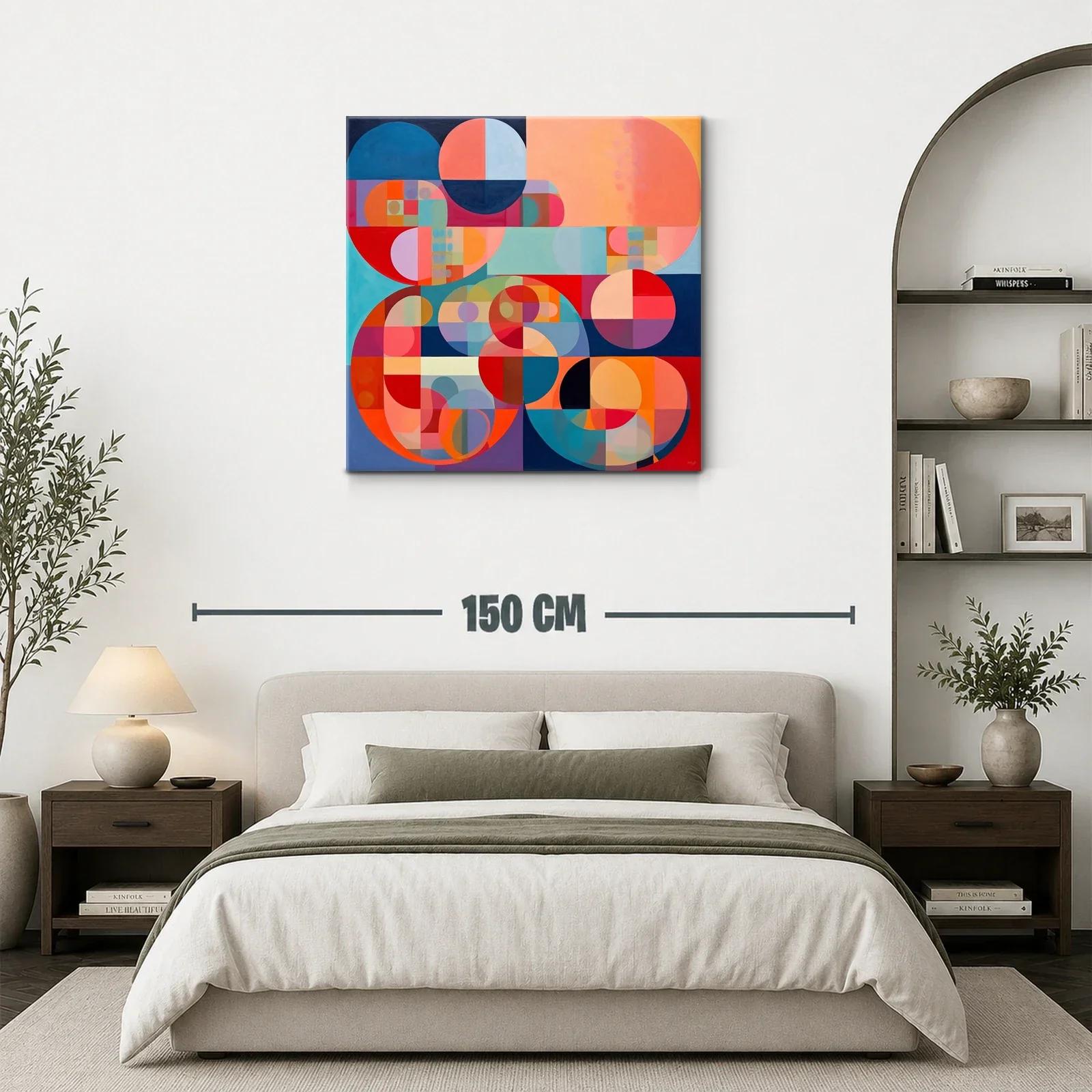 Cuadro abstracto con formas circulares y paleta vibrante — miniatura 3