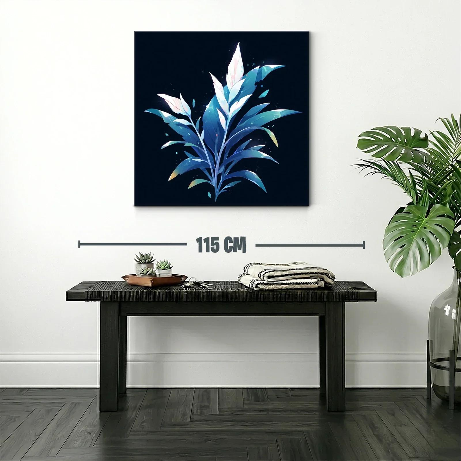 Plantas estilizadas en tonos azules y blancos sobre fondo oscuro — miniatura 2