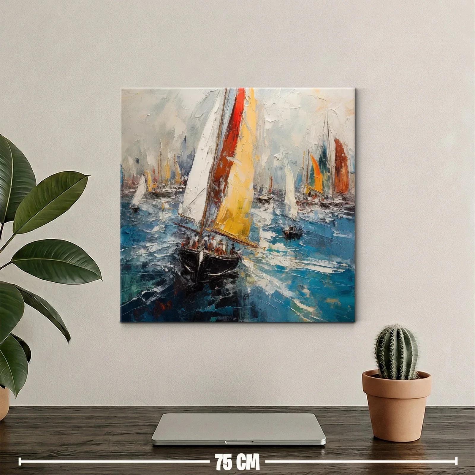 Regata de veleros en vibrantes aguas azules — miniatura 2