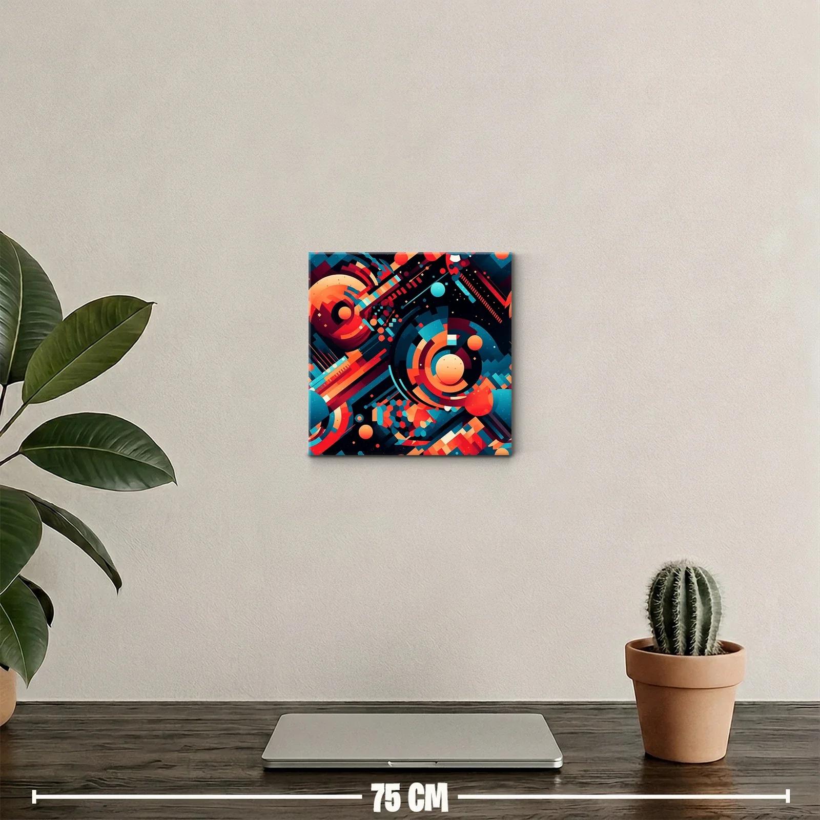 Composición geométrica en tonos cálidos y fríos abstracta — miniatura 2