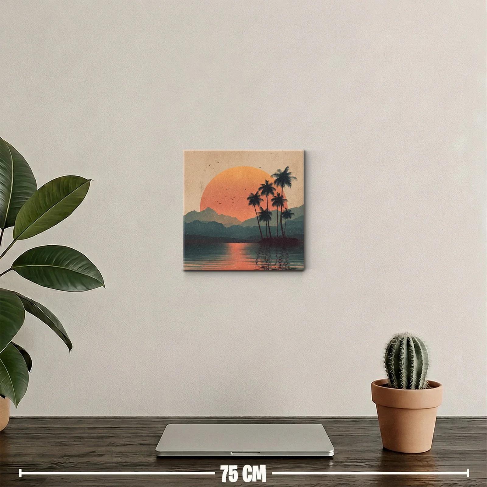 Atardecer tropical con palmeras y reflejo en el agua — miniatura 2
