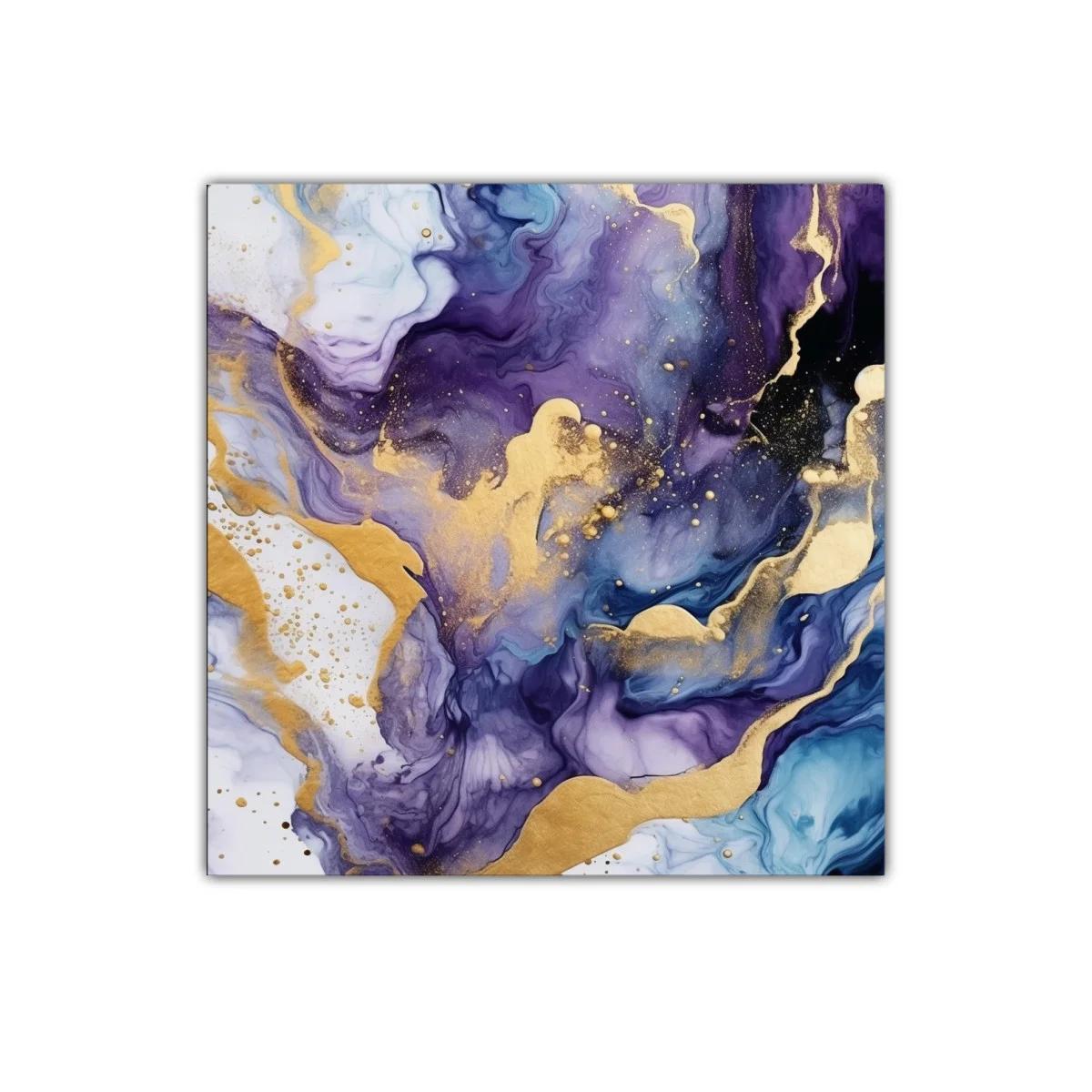 Cuadro decorativo con diseño abstracto en tonos violeta y dorado — imagen principal