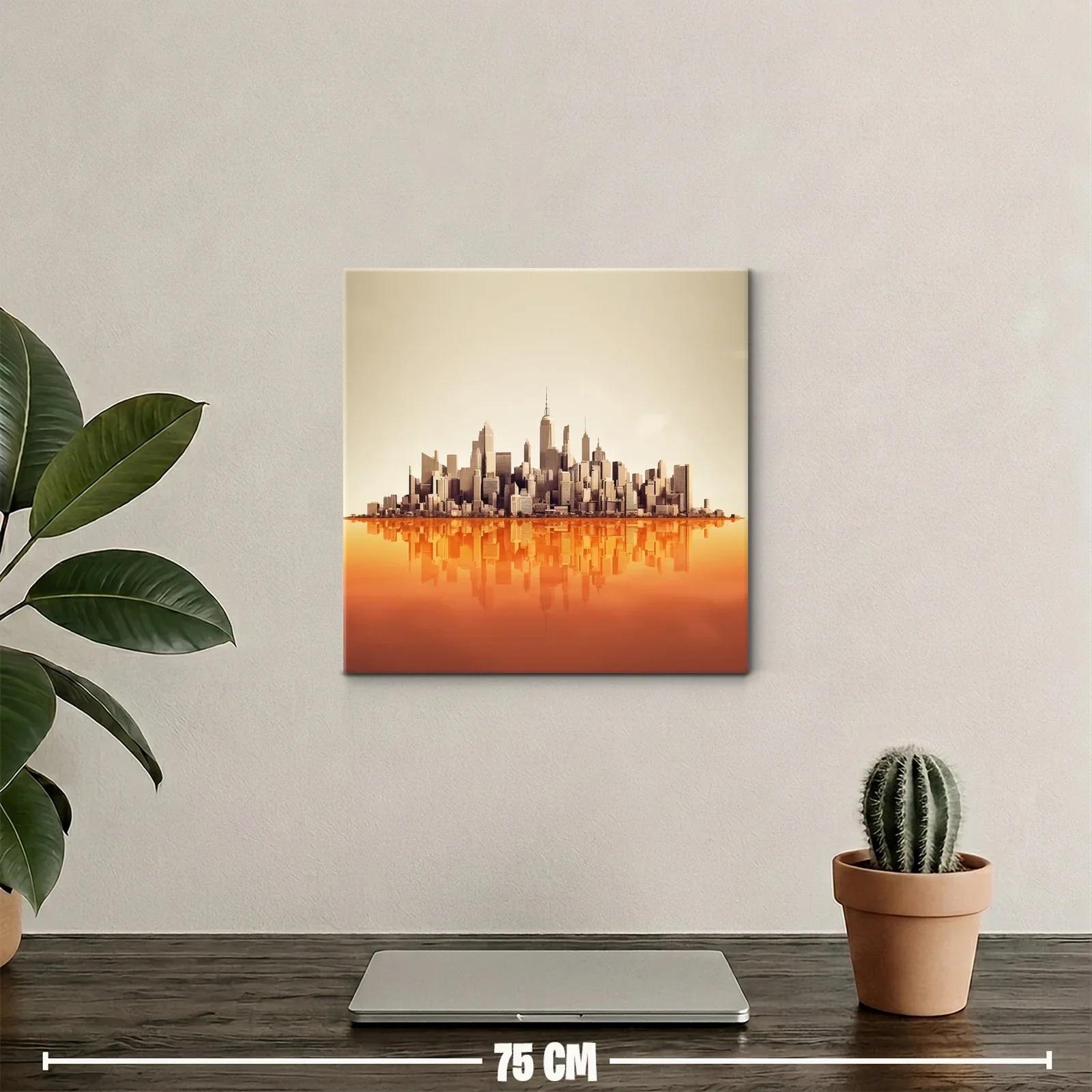 Ciudad moderna con reflejo en tonos cálidos — miniatura 2