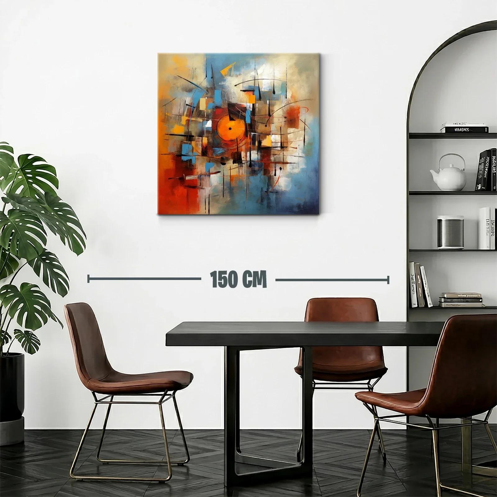 Cuadro abstracto moderno con vibrantes tonos cálidos y fríos — miniatura 2