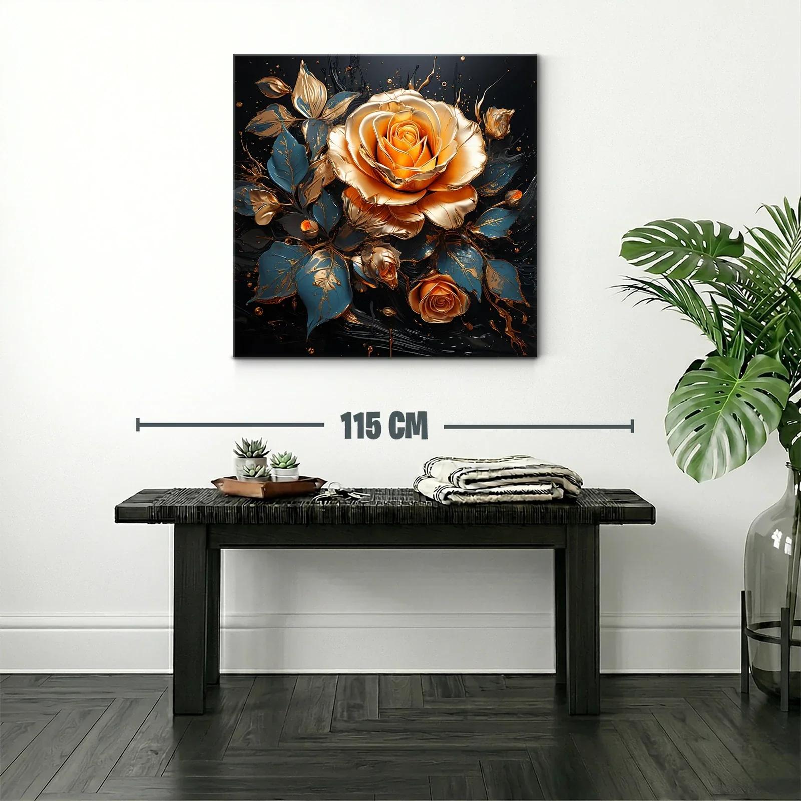 Rosas doradas y azul oscuro en composición elegante y vibrante — miniatura 2
