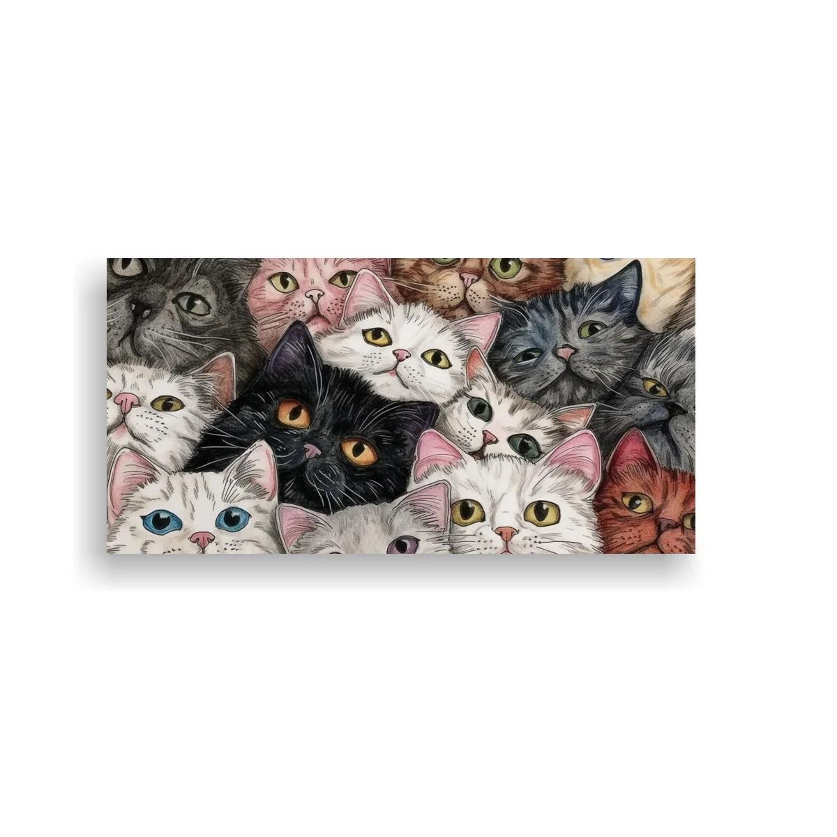 Cuadro grupo de gatos con narices rosadas
