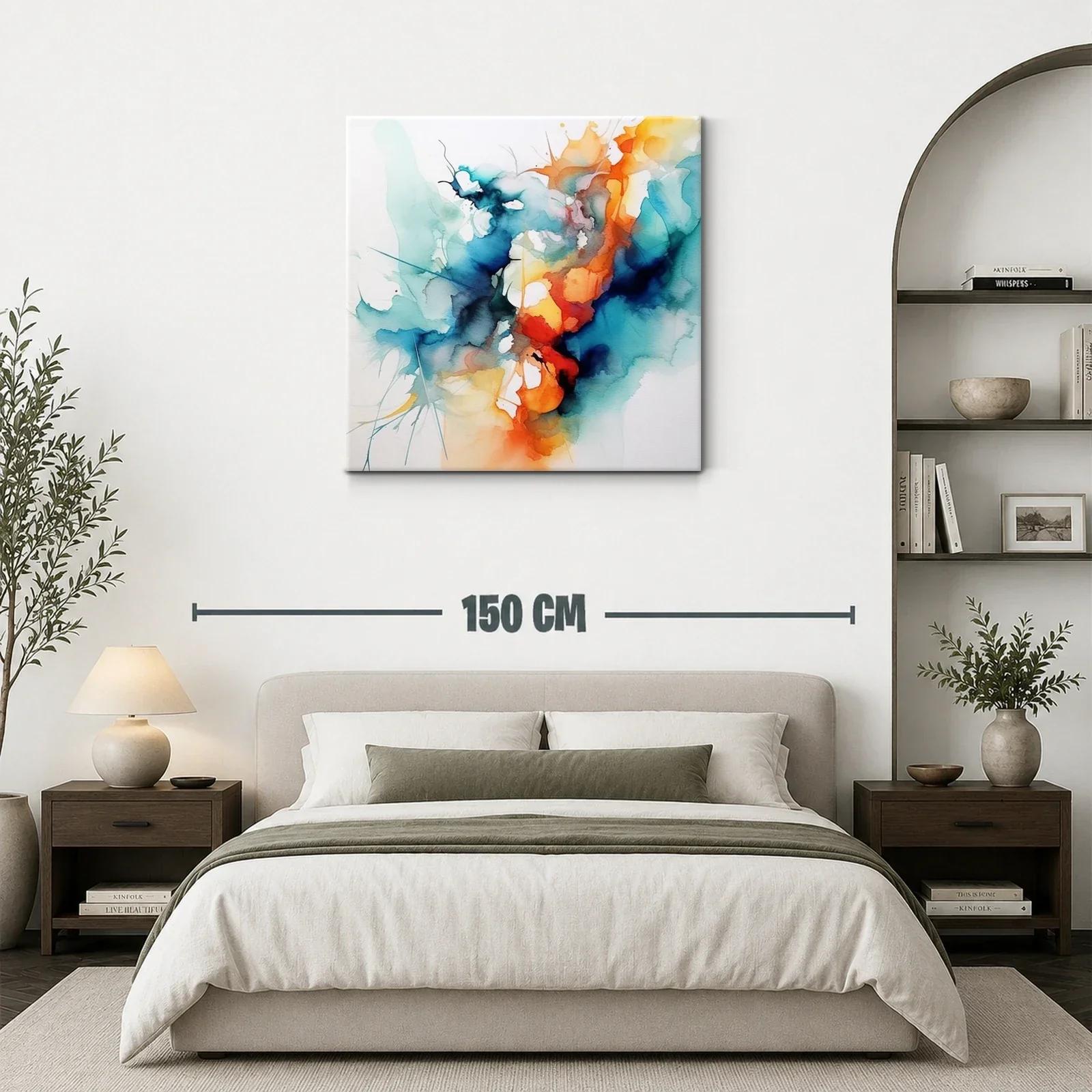 Cuadro abstracto con tonos vibrantes y formas fluidas — miniatura 3