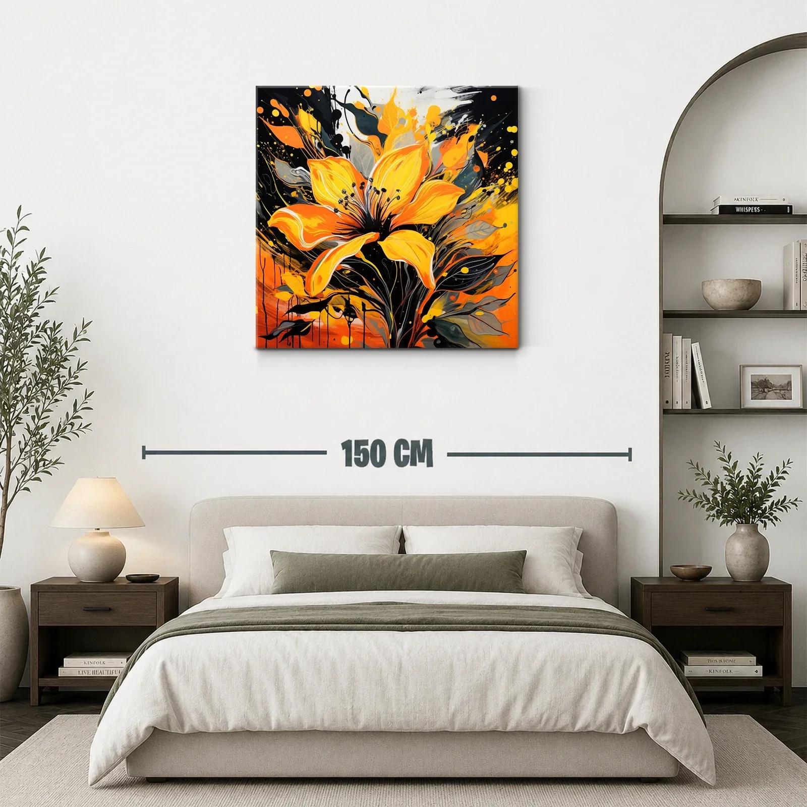 Flor vibrante con explosión de tonos naranja y negro — miniatura 3