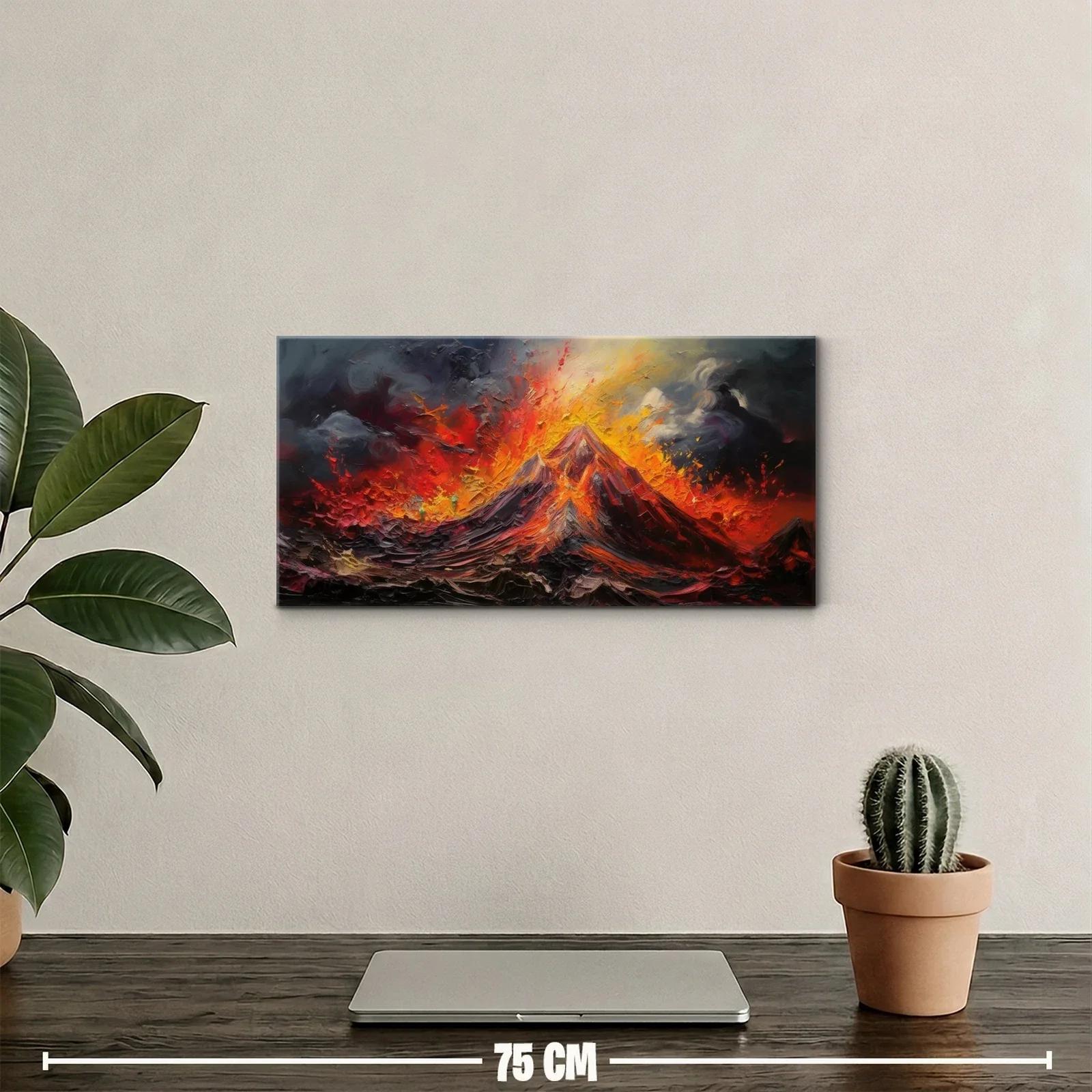 Cuadro volcán en erupción con lava incandescente — miniatura 2