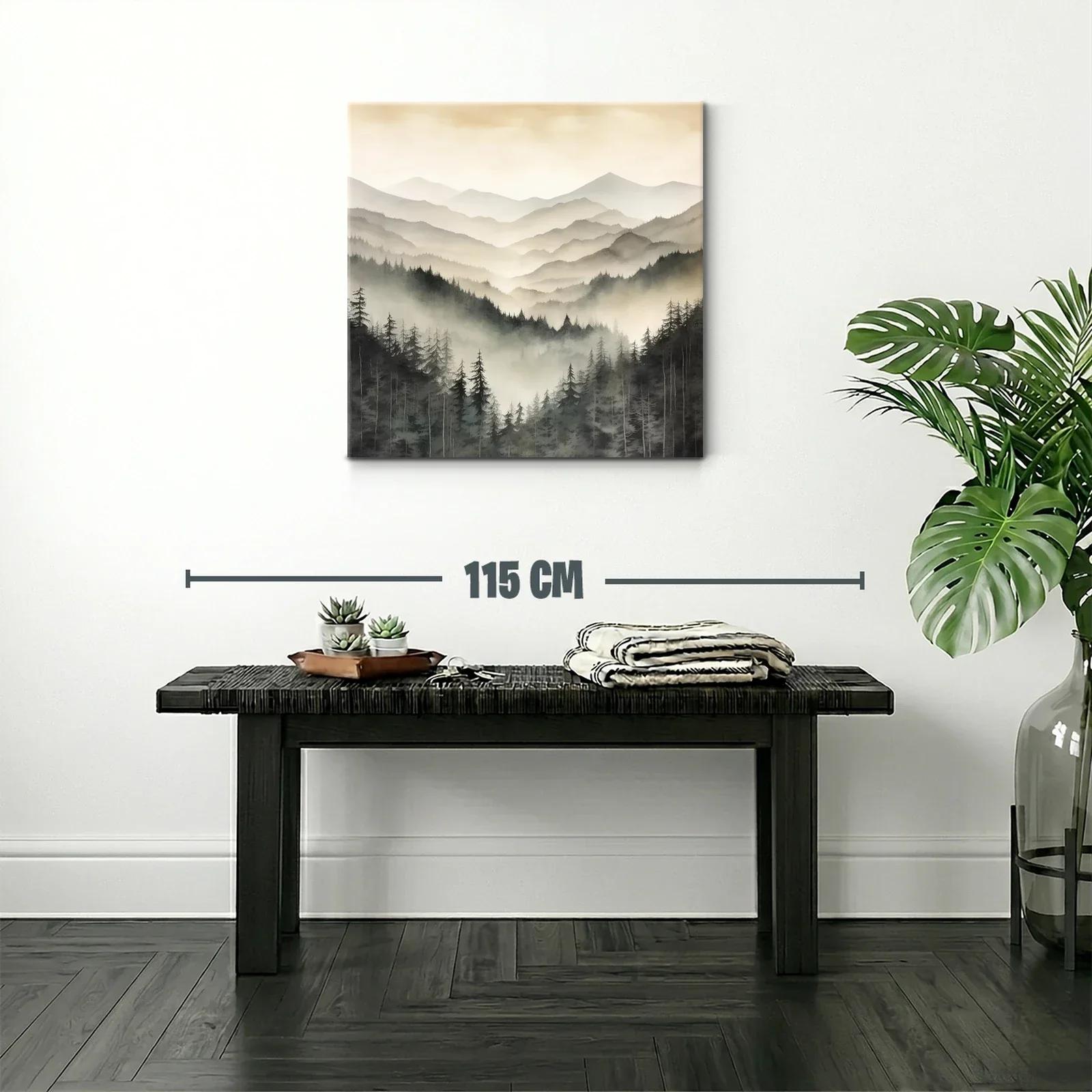 Paisaje de Montañas y Bosques con Niebla Suave y Tranquila — miniatura 2