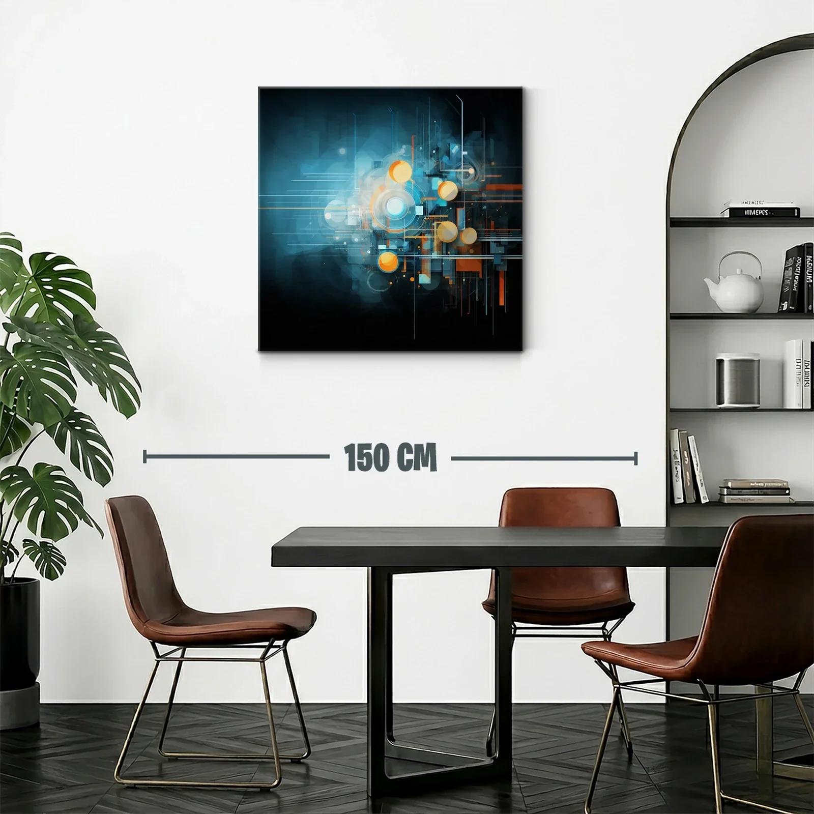 Composición abstracta futurista con tonos azules y naranjas — miniatura 2