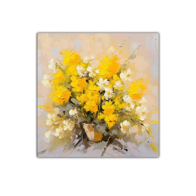 Cuadro decorativo ramo de flores amarillas y blancas vibrantes