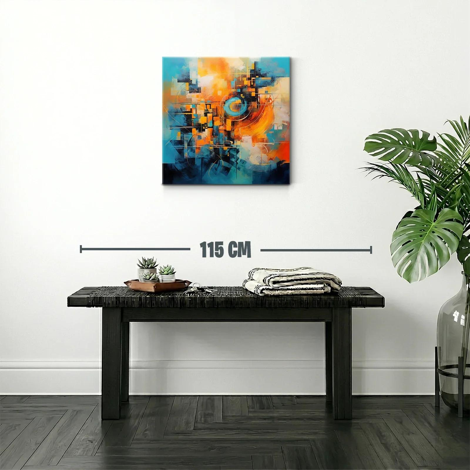 Composición abstracta vibrante en tonos azul y naranja — miniatura 2