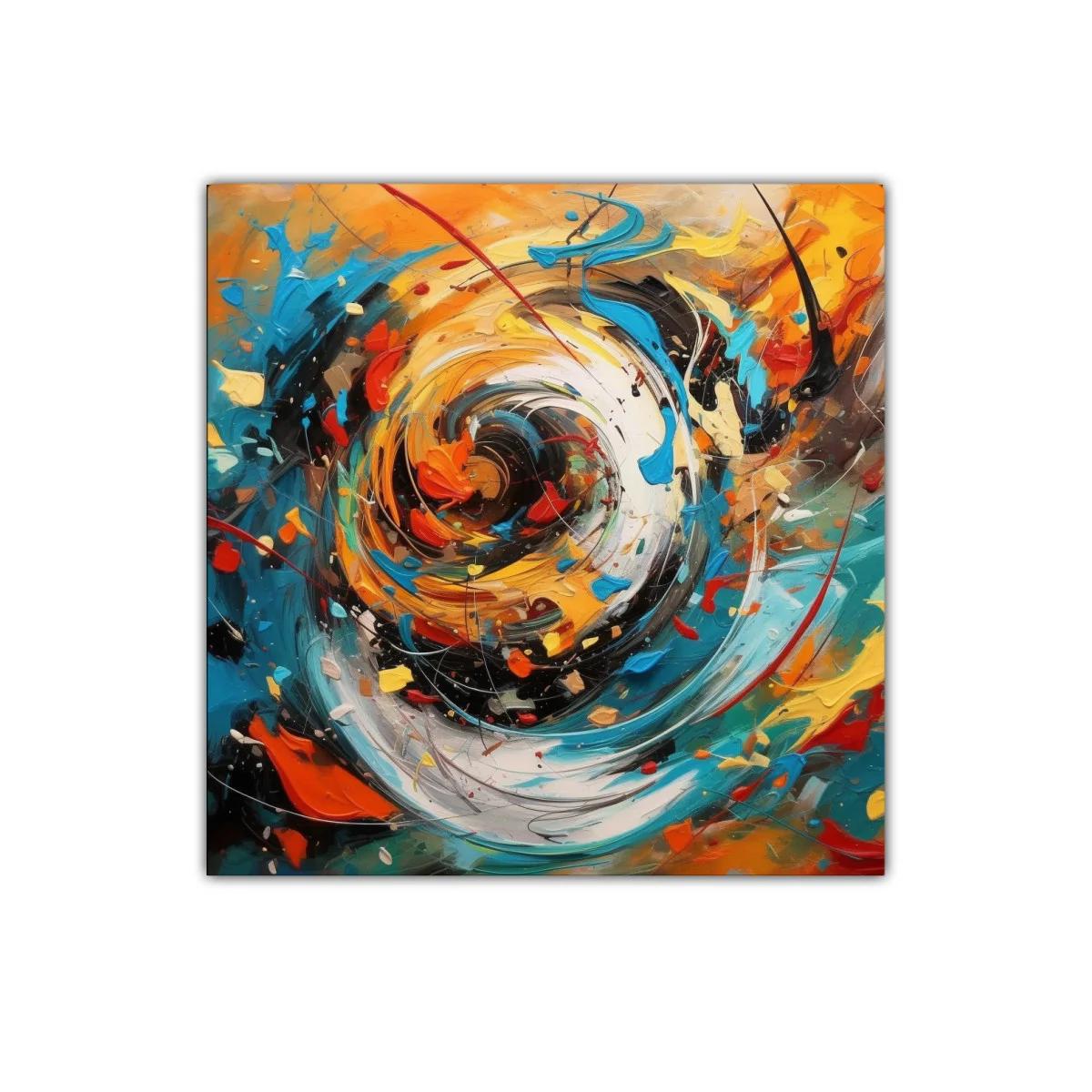 Cuadro abstracto con remolino de colores vibrantes