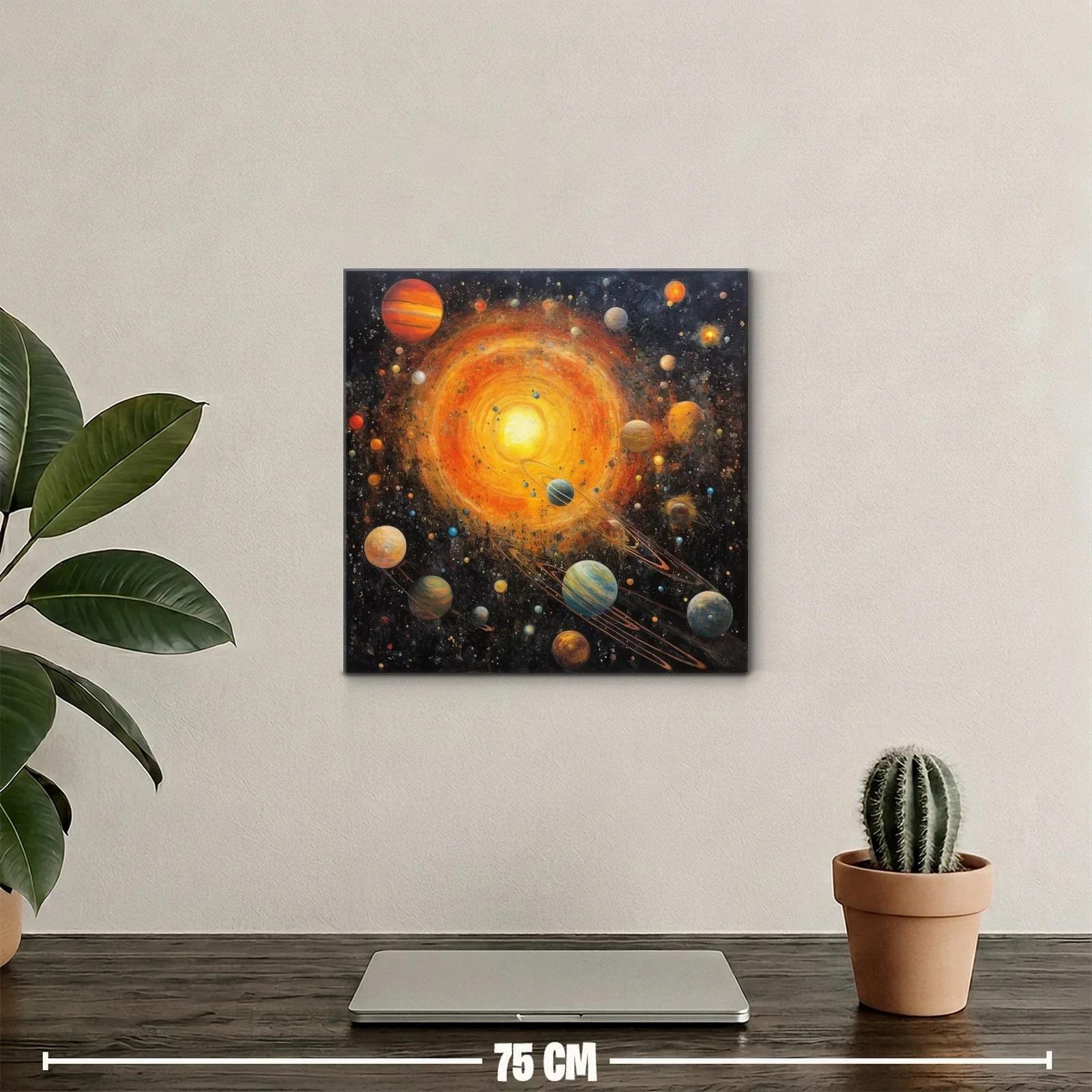 Cuadro Galaxia Vibrante con Planetas y Sol Radiante — miniatura 2