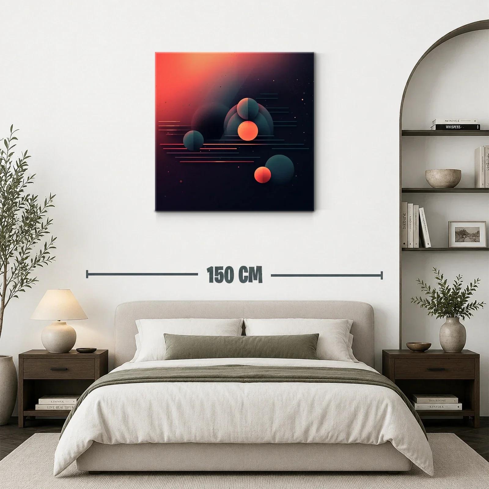 Composición abstracta con esferas y líneas en tonos cálidos — miniatura 3