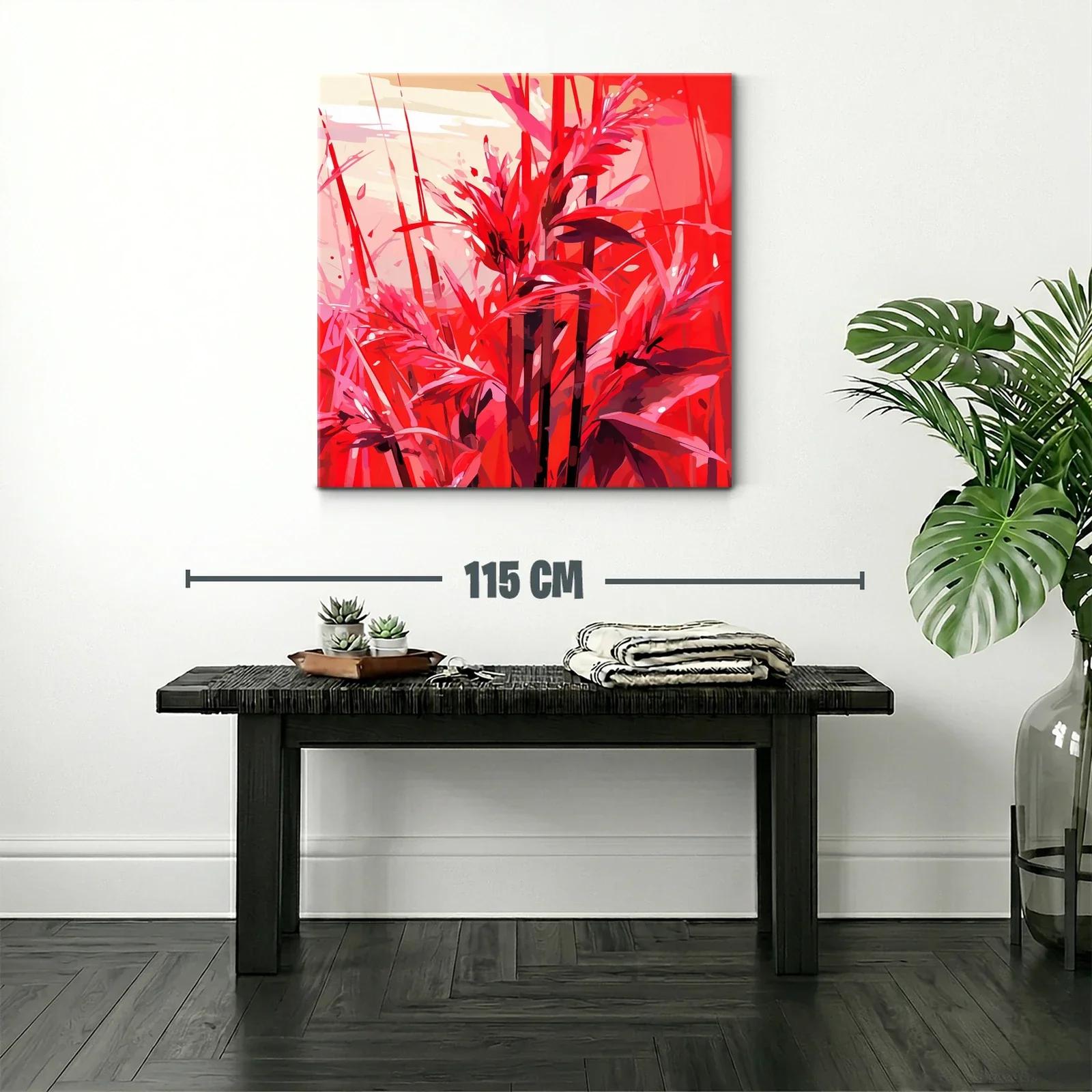Cuadro floral vibrante con tonos rojos intensos — miniatura 2