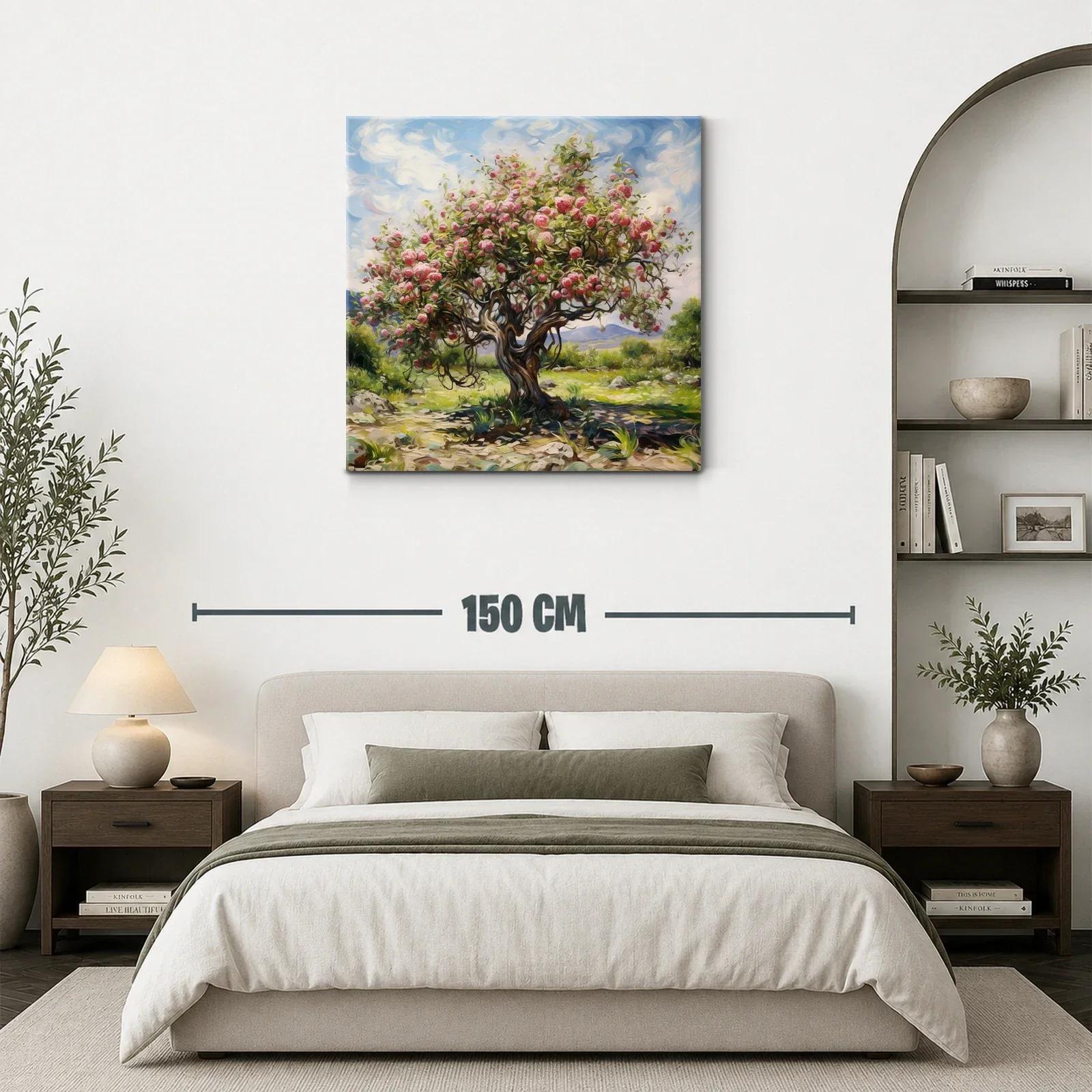 Árbol florido con manzanas en paisaje natural — miniatura 3