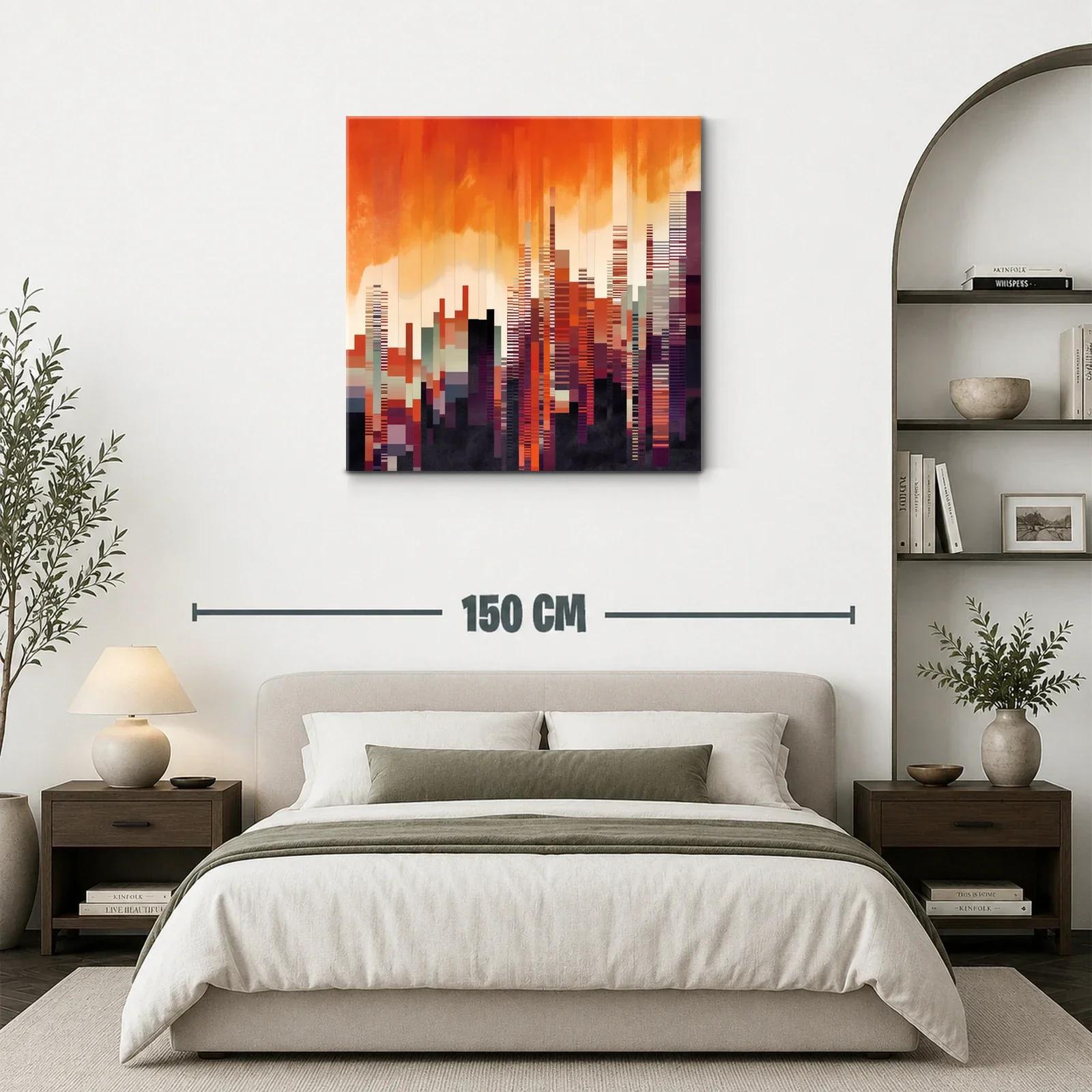 Ciudad abstracta al atardecer vibrante y geométrica — miniatura 3