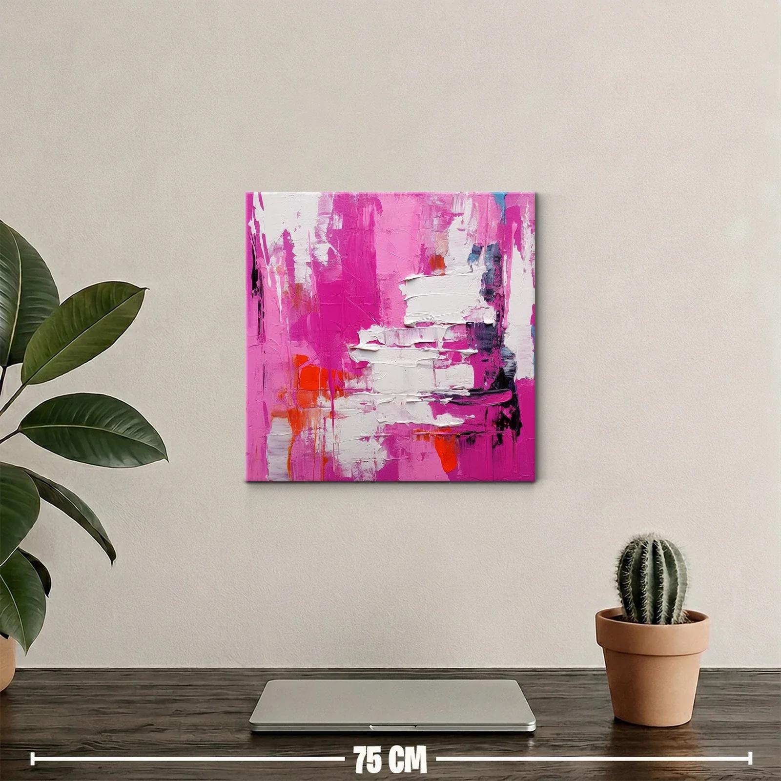 Cuadro abstracto con alto impacto en rosas y blanco — miniatura 2