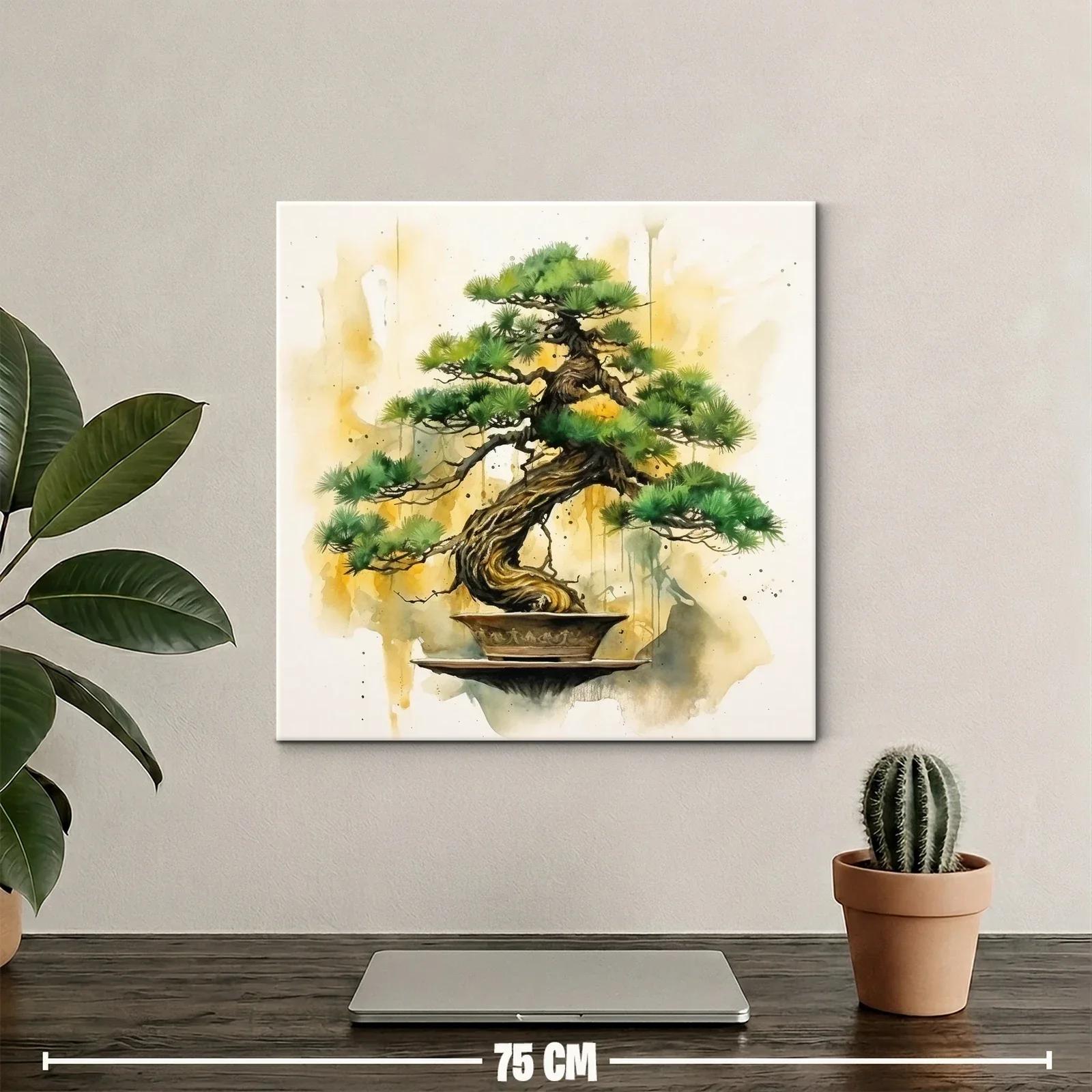 Cuadro con árbol bonsái y tonos cálidos que inspiran calma — miniatura 2