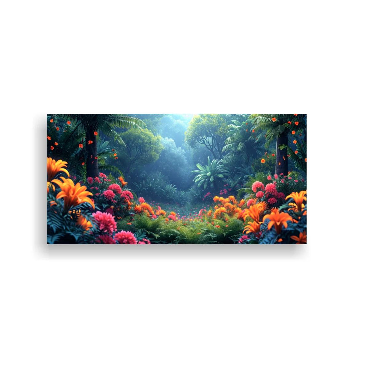 Cuadro selva tropical con claro luminoso