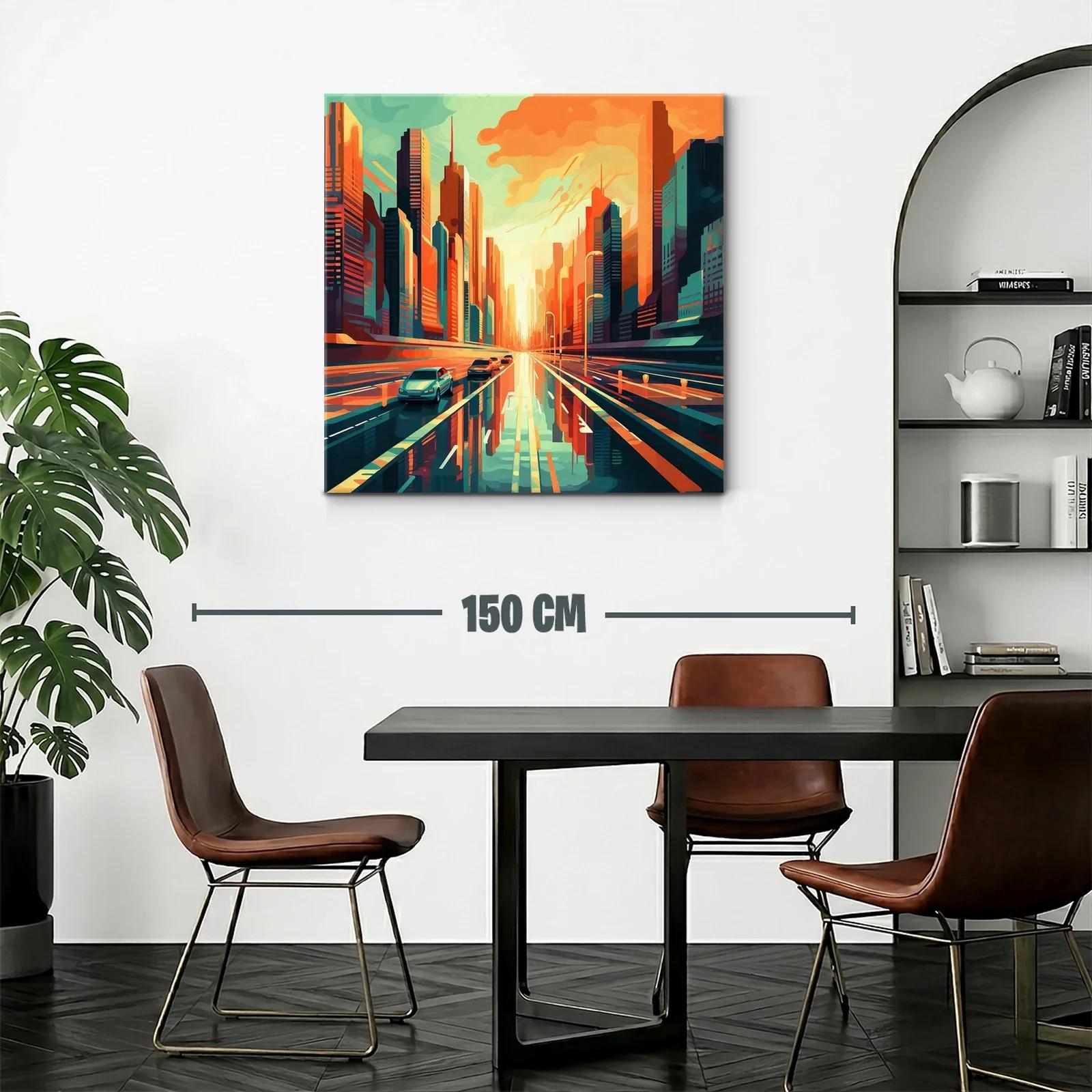 Atardecer urbano con reflejos vibrantes en ciudad moderna — miniatura 2
