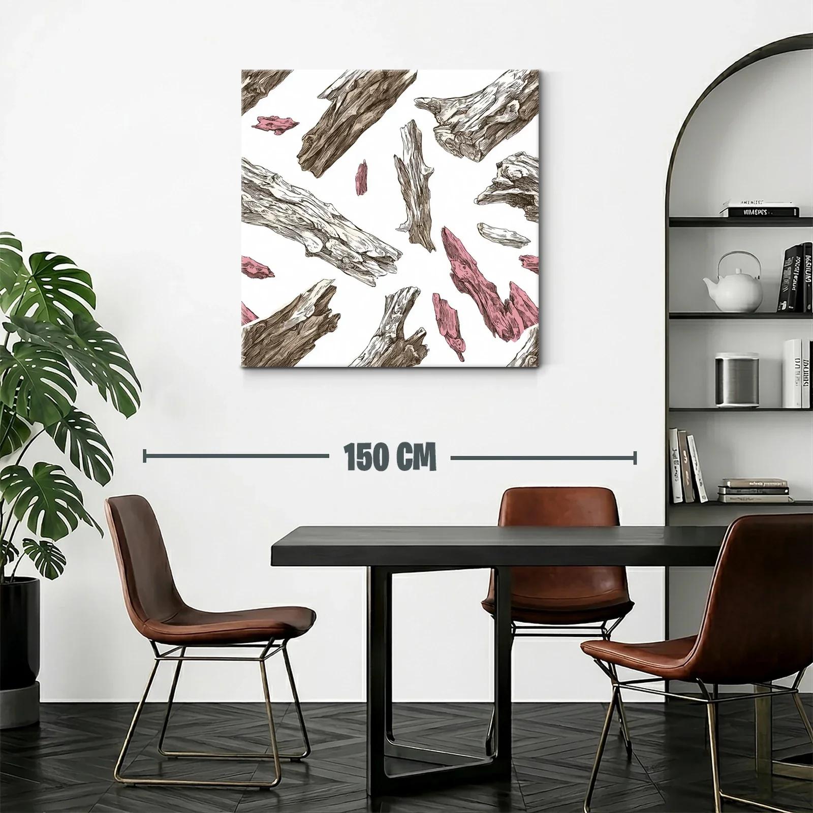 Composición moderna con fragmentos de madera en tonos naturales y rosa — miniatura 2