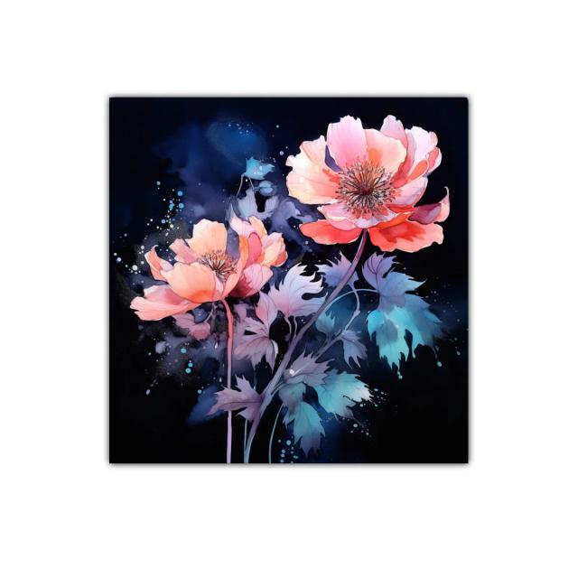 Flores delicadas en tonos coral sobre fondo oscuro elegante