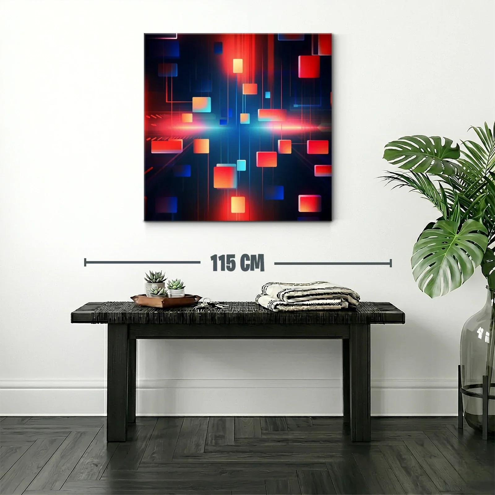 Composición abstracta con cuadrados en tonos vibrantes y oscuros — miniatura 2