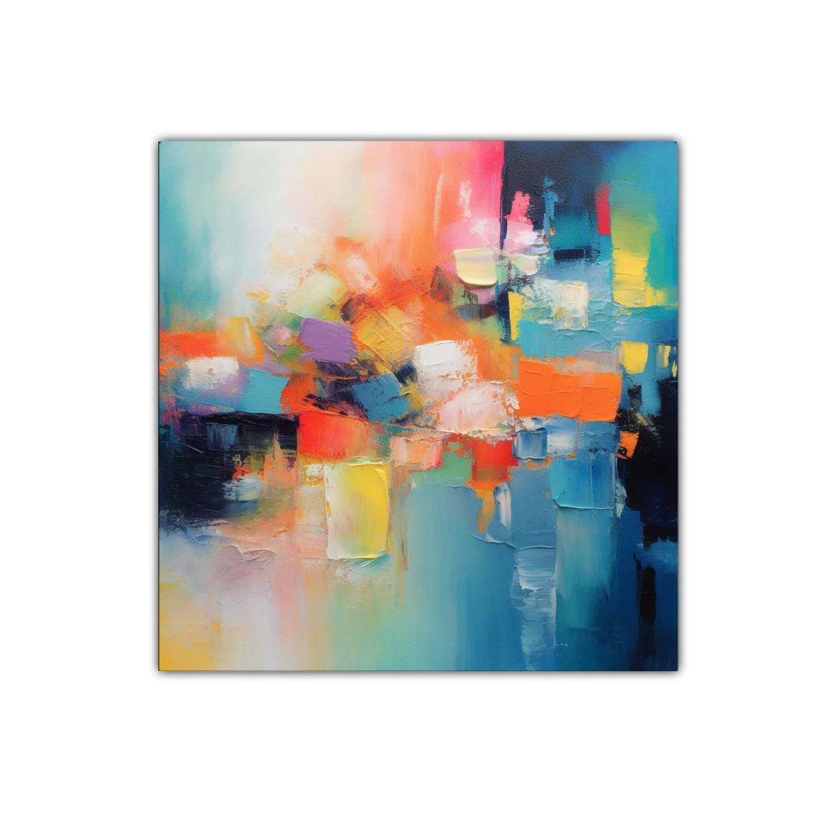 Cuadro decorativo abstracto en vibrantes tonos cálidos y fríos — imagen principal