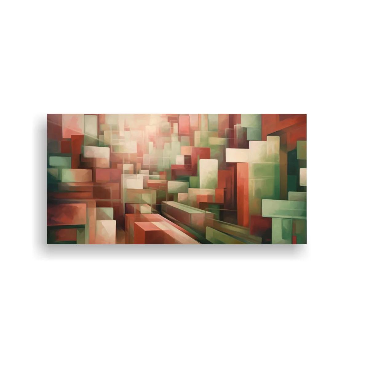 Cuadro abstracción geométrica con bloques escalonados