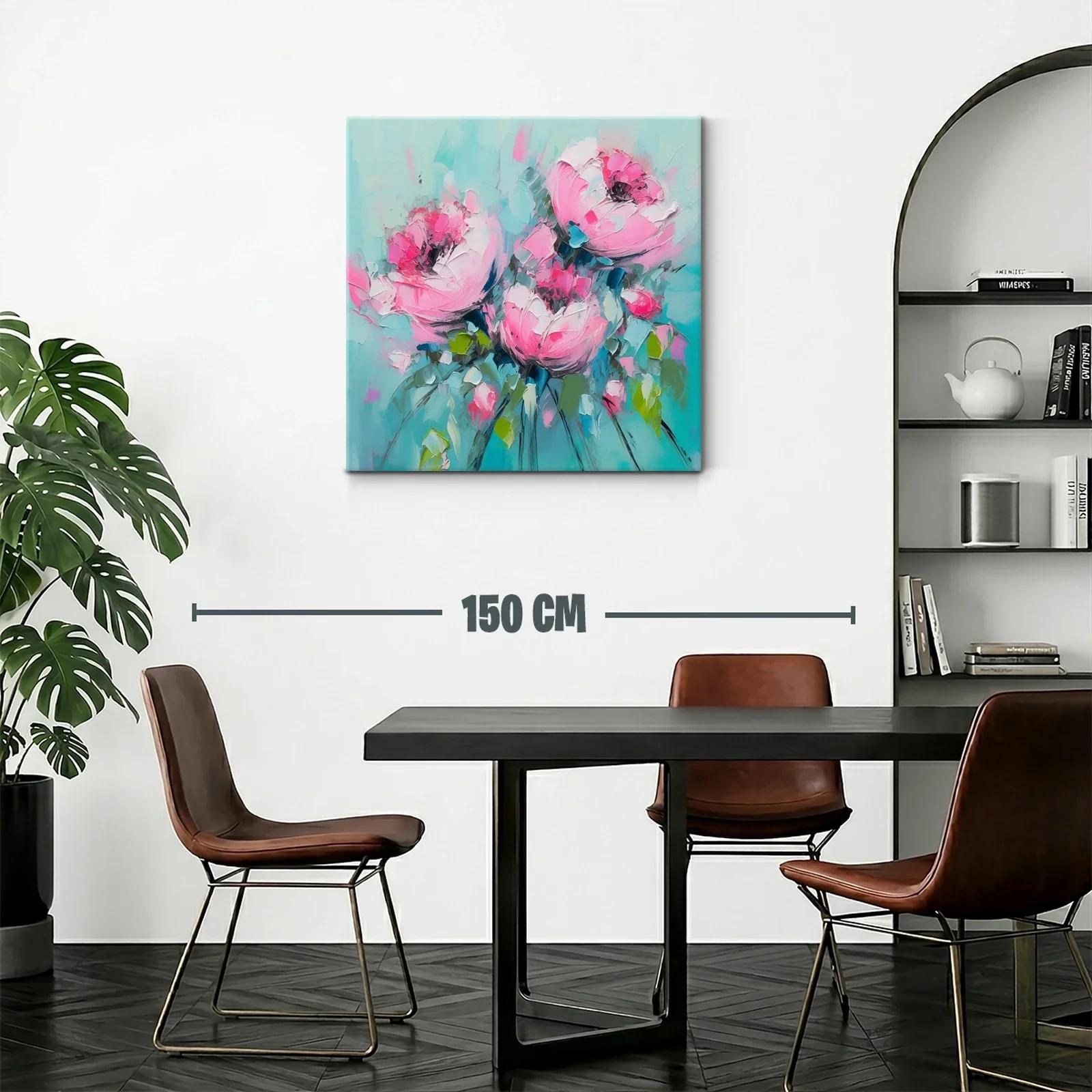 Flores rosas vibrantes sobre fondo turquesa suave — miniatura 2