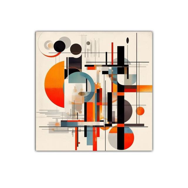 Composición Abstracta con Formas Geométricas y Colores Vibrantes