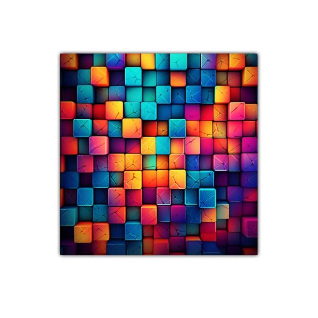 Composición vibrante de cubos en tonos cálidos y fríos