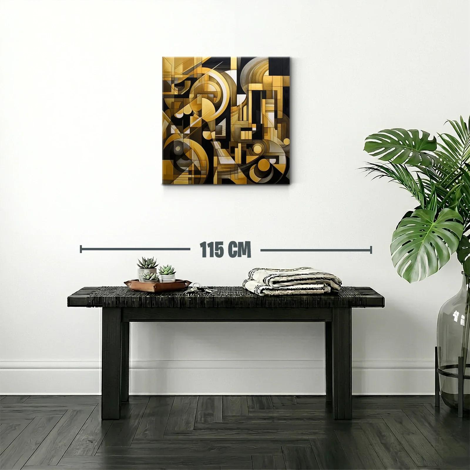 Composición geométrica abstracta en tonos dorados y negros — miniatura 2