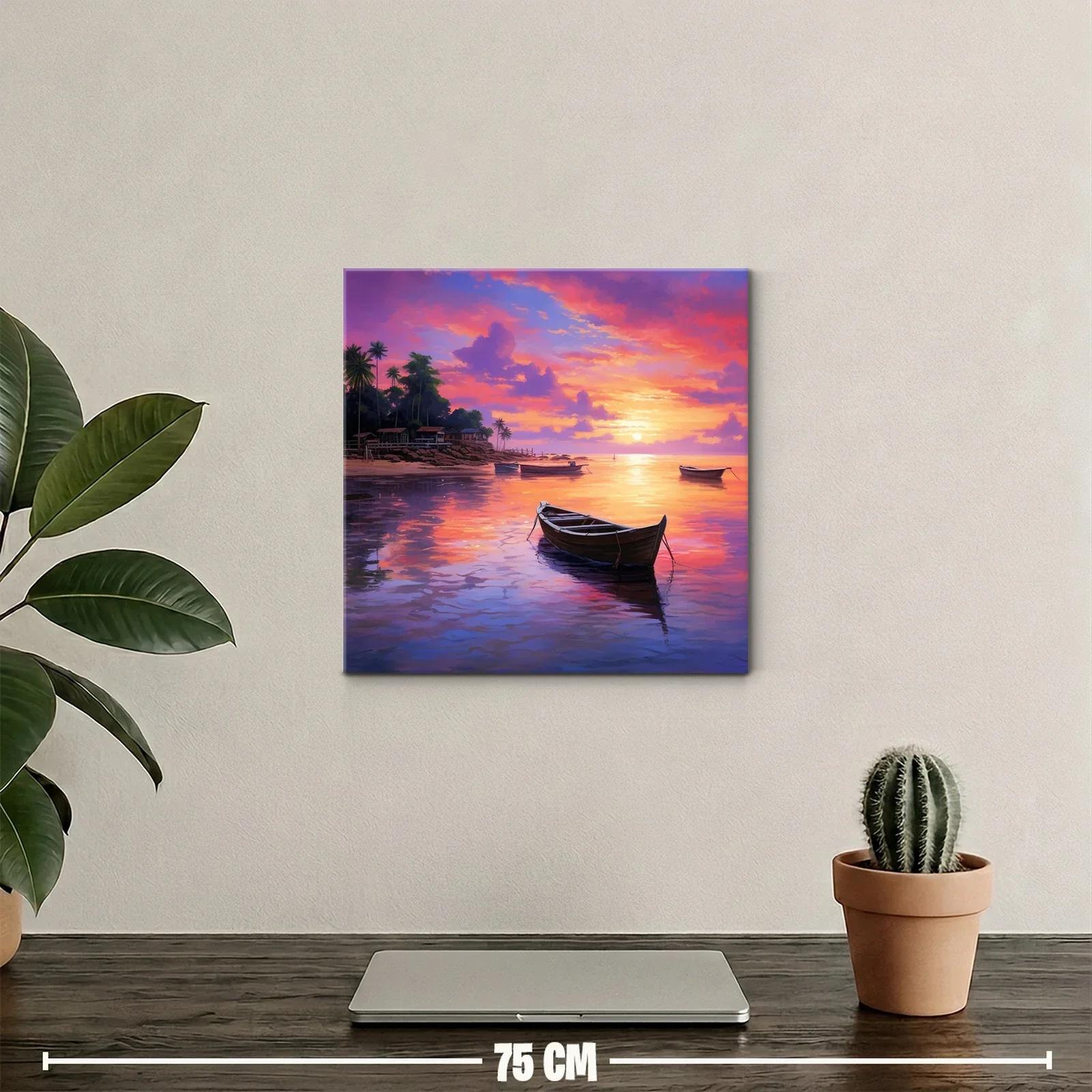Atardecer sereno con barcos en aguas tranquilas — miniatura 2