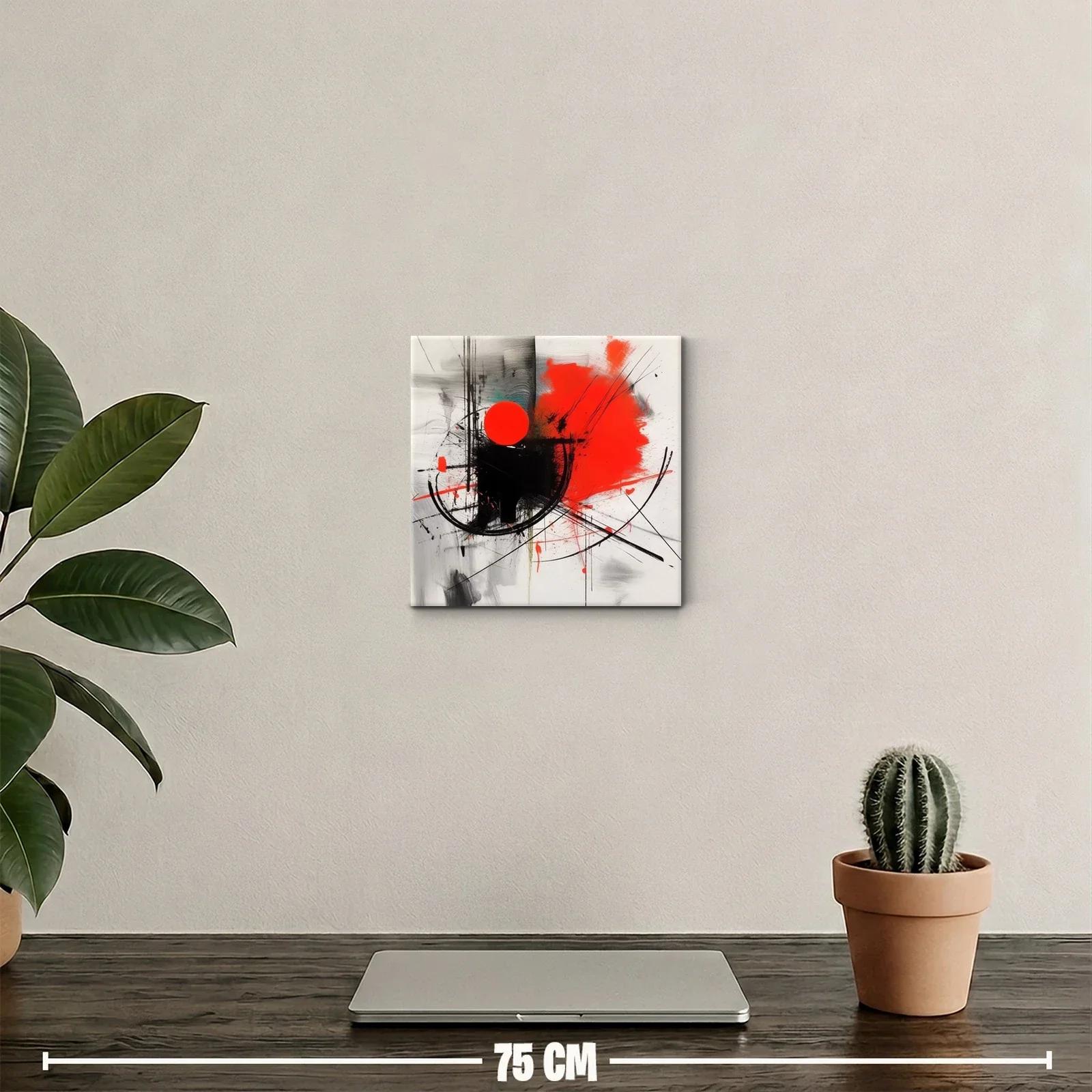 Composición abstracta con círculos rojos y trazos dinámicos — miniatura 2