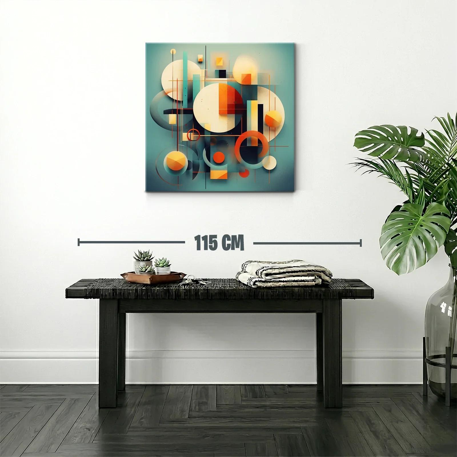 Composición abstracta con círculos y líneas en tonos cálidos y fríos — miniatura 2