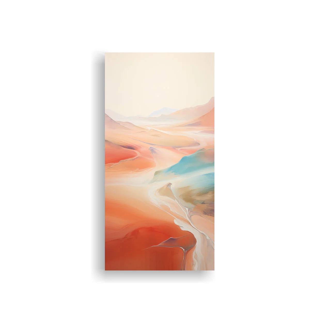 Cuadro paisaje desértico abstracto con cauce serpenteante — imagen principal