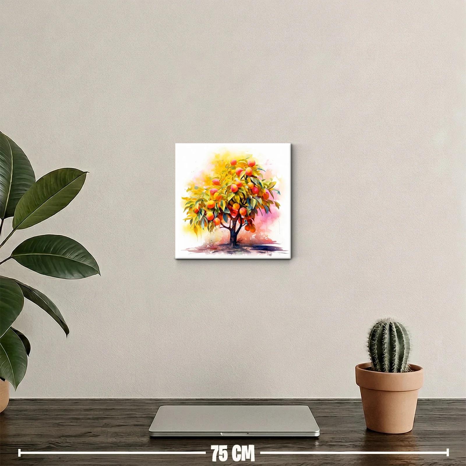 Cuadro decorativo árbol frutal en tonos vibrantes — miniatura 2