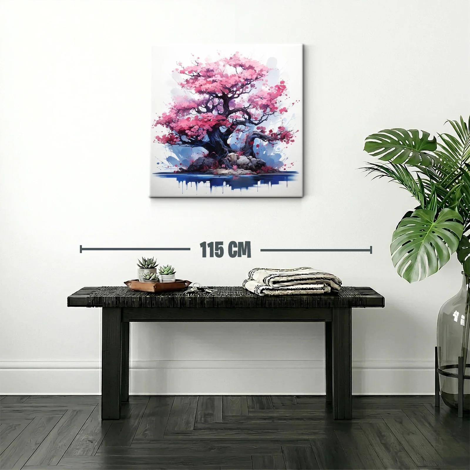 Árbol con flores rosas en paisaje delicado y armonioso — miniatura 2