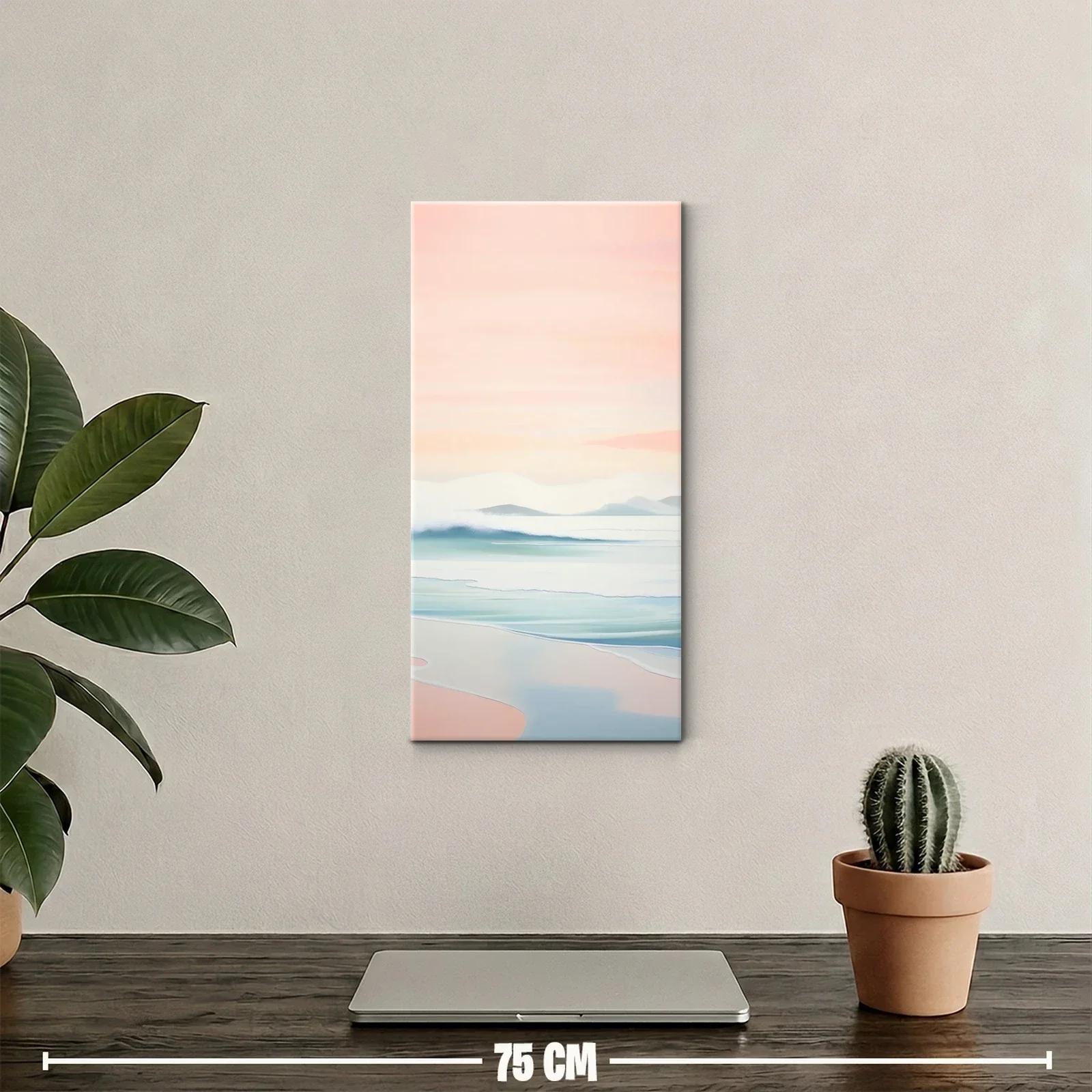 Cuadro paisaje marino suave con cielo rosado — miniatura 2